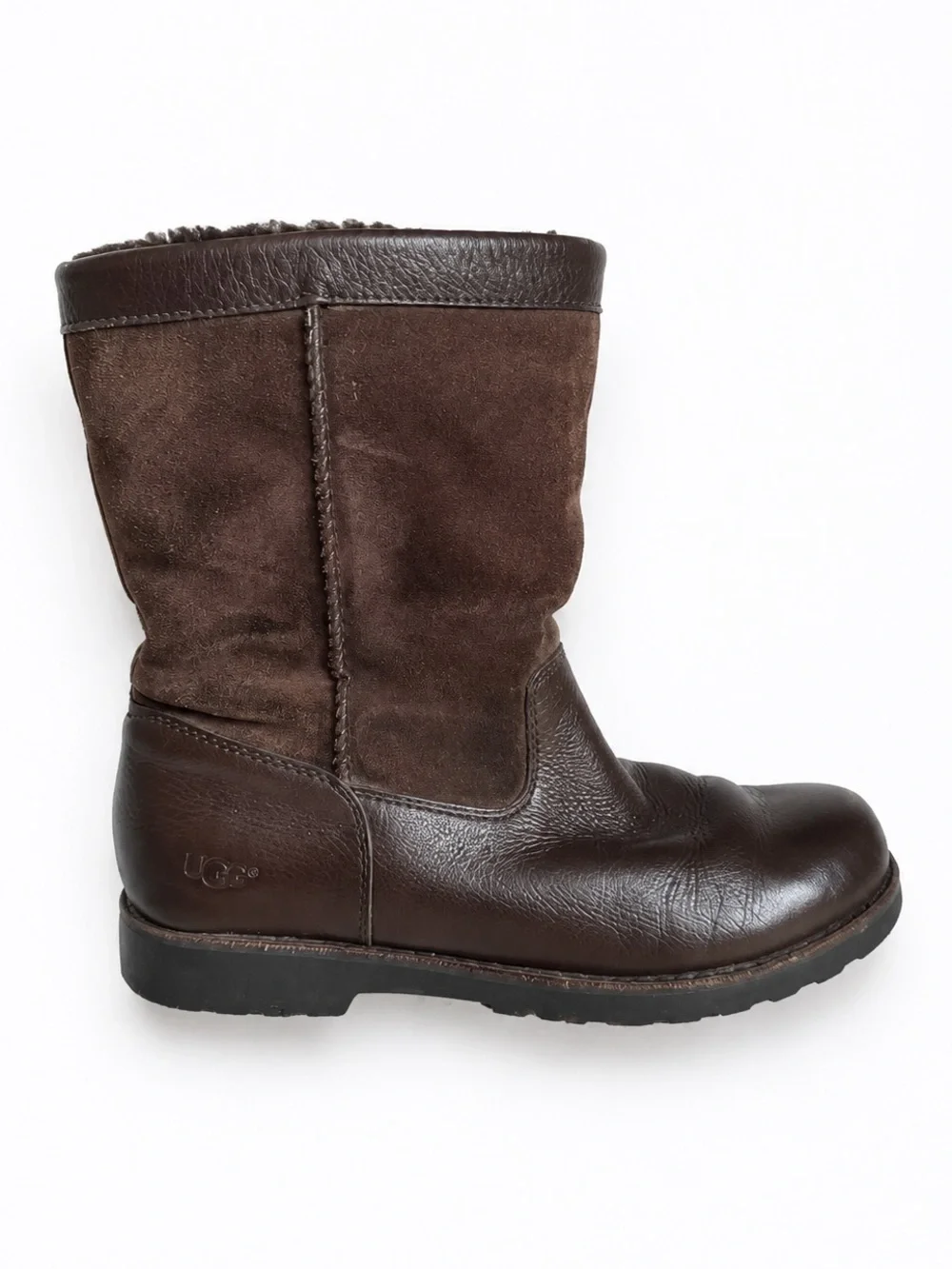 UGG Riverton Leather Sheepskin Winter Boots Brown Women’s Size 6